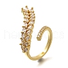 Rack Plating Brass Micro Pave Clear Cubic Zirconia Cuff Finger Rings for Women RJEW-M028-32G-01-2