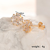 Flower Brass Cubic Zirconia Stud Earrings KV6480-2-2