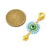 Flat Round with Evil Eye Resin & Glass Seed Pendant Decorations HJEW-MZ00095-01-4