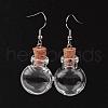 Flat Round Glass Wishing Bottle Dangle Earrings EJEW-JE02040-06-1