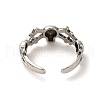 Thailand Sterling Silver Skull Spider Open Cuff Finger Ring RJEW-XCP0001-04-2