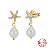 Mother's Day Jewellery S925 Sterling Silver Starfish Dangle Stud Earrings EJEW-M096-03G-3