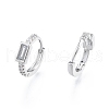 Clear Cubic Zirconia Rectangle Hoop Earrings EJEW-C048-06P-1