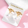 304 Stainless Steel Plastic Imitation Pearl Round Dangle Stud Earrings EJEW-V008-02G-3