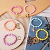 Candy Color Acrylic Round Beads Stretch Bracelets Set with Rainbow Color Enamel Charms for Kids BJEW-PH01488-4