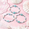 3Pcs Synthetic Turquoise & Porcelain & Dyed Natural Howlite Beads Stretch Bracelets for Women BJEW-JB11793-1
