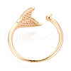 Brass Micro Pave Clear Cubic Zirconia Cuff Ring Settings KK-T076-14G-3