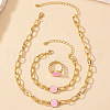 Square Alloy Enamel Cable Chain Necklaces & Bracelets & Rings Sets FS-WG26D3B-01-4