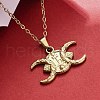 Crescent Moon Cross 304 Stainless Steel Pendant Necklaces NJEW-M096-30G-4