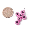 Glass Seed Beaded Cross Pendants PALLOY-MZ00642-04-2
