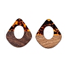 Transparent Resin and Walnut Wood Pendants RESI-T057-07D-2