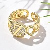 Brass Micro Pave Clear Cubic Zirconia Open Cuff Rings for Women RJEW-K289-02G-Z-2