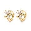 Flower Brass Hoop Earrings EJEW-S256-01D-G-4