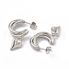 Tarnish Resistant Vacuum Plating 201 Stainless Steel Stud Earrings for Women EJEW-B016-34P-2