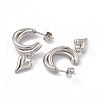 Vacuum Plating 201 Stainless Steel Stud Earrings for Women EJEW-B016-34P-2