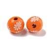 Printed Wood European Beads WOOD-G022-19H-2