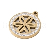 Preserved Fresh Flower 304 Stainless Steel Rhinestone Pendants STAS-S139-01G-05-2