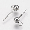 Non-Tarnish 202 Stainless Steel Ball Stud Earring Findings STAS-F141-06P-4mm-2