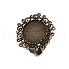 Vintage Adjustable Iron Flower Finger Ring Components Alloy Cabochon Bezel Settings X-PALLOY-O036-01AB-NF-3