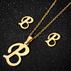 201 Stainless Steel Pendant Necklaces & Stud Earrings Sets WG00841-48-1