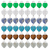 48Pcs 6 Styles Natural Rose Quartz & Blue Spot Jasper & Amethyst & Tiger Eye & Fluorite & Malaysia Jade Heart Charms with Platinum Tone Brass Loops PALLOY-DC00014-1