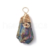 Electroplated Raw Natural Quartz Crystal Copper Wire Wrapped Pendants PALLOY-JF03426-01-3