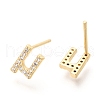 Brass Micro Pave Clear Cubic Zirconia Stud Earrings EJEW-O103-08G-2