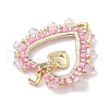 Seed Glass & Alloy Heart Pendant PALLOY-MZ00234-4