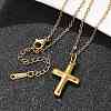 304 Stainless Steel Cross Pendant Cable Chain Necklaces NJEW-S442-04G-2