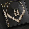 Brass Crystal Rhinestone Twist Chain Necklaces & Stud Earrings & Bracelets Sets FS-WG531AB-01-3