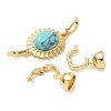 Brass Synthetic Turquoise Fold Over Clasps KK-U059-40G-01-2