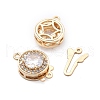 Flat Round Brass Micro Pave Cubic Zirconia Box Clasps KK-B125-15B-02G-2