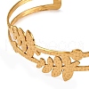 304 Stainless Steel Hollow Leaf Open Cuff Bangles for Women BJEW-K241-03A-G-2