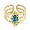 Ion Plating(IP) 304 Stainless Steel Synthetic Turquoise Cuff Rings G-Z056-03G-04-2