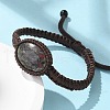 Adjustable Oval Natural Dragon Blood Braided Bead Bracelets BJEW-H626-02-12-3