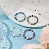 Round Natural Apatite & Green Aventurine & Amethyst & Moss Agate Beads Stretch Rings for Women RJEW-JR00714-01-2