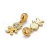 Brass Cubic Zirconia European Dangle Charms KK-E772-05G-2