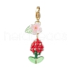Flower Glass Pearl & Seed Beads Pendant Decorations HJEW-MZ00274-01-2