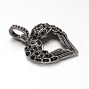 Antique Silver Plated 304 Stainless Steel Rhinestone Pendants STAS-M202-12B-2
