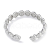 Shell Shape Rack Plating Brass Cuff Bangles for Women BJEW-P341-05P-3