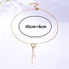 Stainless Steel Pave Shell Flower Tassel Pendant Necklaces for Women PT8035-8