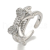 Brass Micro Pave Cubic Zirconia Cuff Ring RJEW-E296-08P-1