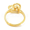 Heart with Letter Rack Plating Brass Micro Pave Cubic Zirconia Adjustable Rings for Women RJEW-I105-06G-N-3