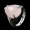 Natural Rose Quartz Teardrop Adjustable Rings RJEW-K241-03P-14-4