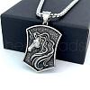 Greek Stainless Steel Unicorn Shield Pendant Men's Necklaces WQ1384-2