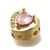 Brass Cubic Zirconia Heart Multi-Strand Links KK-M316-10G-02-2