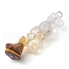 Gradient Color Natural Quartz Crystal & Natural Citrine & Natural Rutilated Quartz & Natural Tiger Eye Chip Beaded Pendants PALLOY-JF02790-08-3