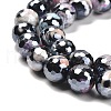 Electroplated Natural Fire Crackle Agate Round Beads Strands G-G0006-A02-09-4