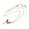 Butterfly Brass Micro Pave Cubic Zirconia Pendant Neckalces for Women NJEW-C076-03G-4