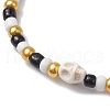 Halloween Skull Synthetic Magnesite & Glass Seed Beaded Stretch Bracelets Women BJEW-JB10525-02-3
